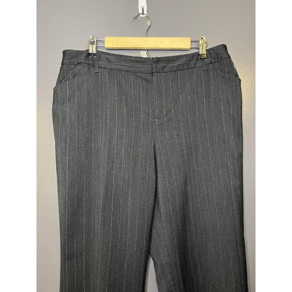 Vintage Bass Dress Pants Womens 12 Gray Pinstripe Stretch Straight Leg Work
